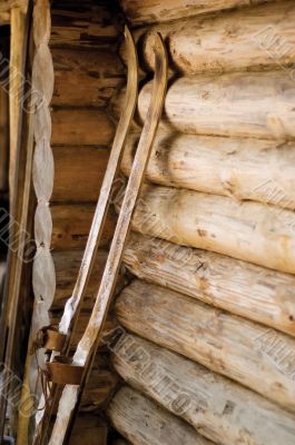 wooden skis