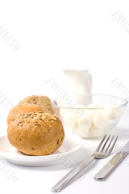 bread, milk and mozzarella