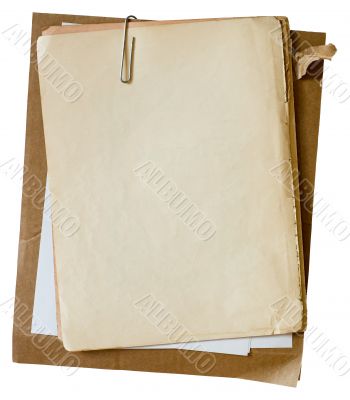Old papers with paperclip