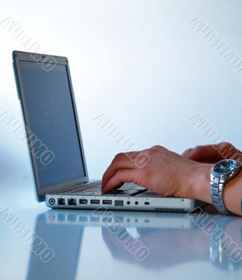 Laptop and hands