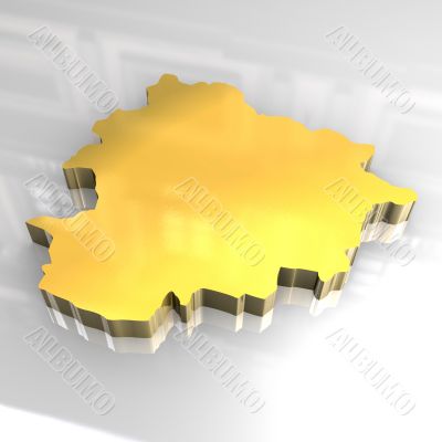 3d made golden map of andorra