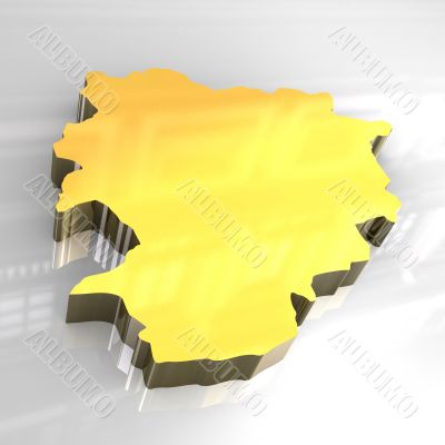 3d made golden map of andorra
