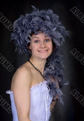 Portrait of thel girl with a boa