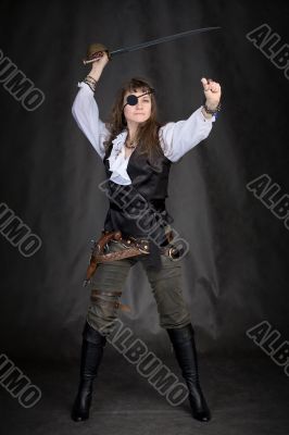 The girl - pirate with eye patch