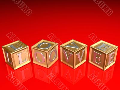 3d love golden blockes