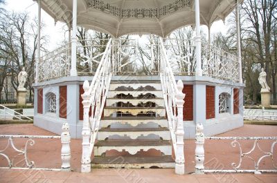 white stair kiosk