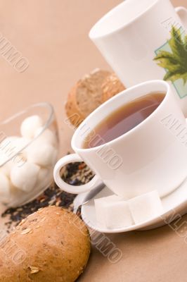 tea, mozzarella and bread