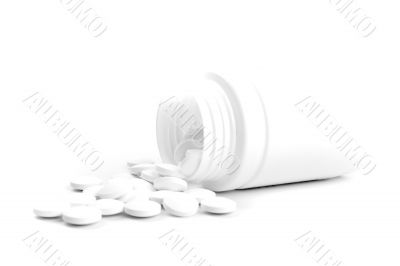 plastic bottle with pills
