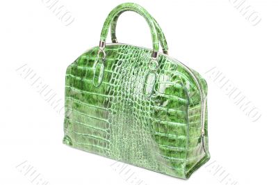 Green leather handbag