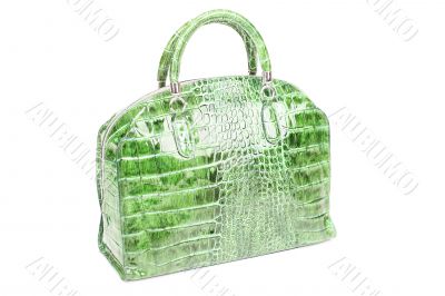 Green leather handbag
