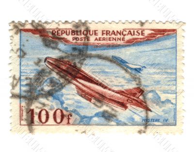 Old Airmail postage stamp from France