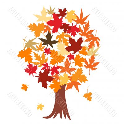 Abstract tree with autumn leaves
