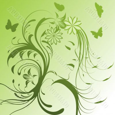 Beautiful girl with flowers in hair