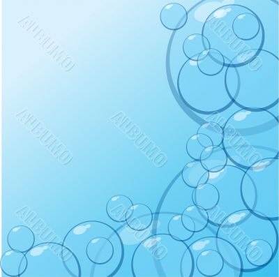 Blue water with bubbles