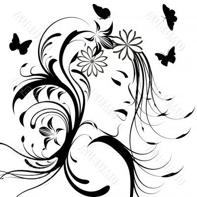 Beautiful girl with flowers in hair