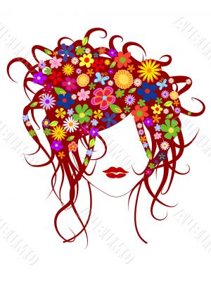 Beautiful girl with flowers in hair