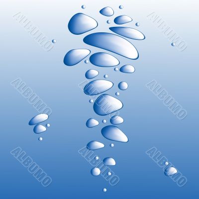 Blue water with bubbles