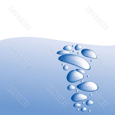 Blue water with bubbles