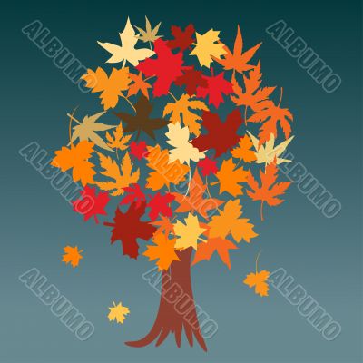 Abstract tree with autumn leaves