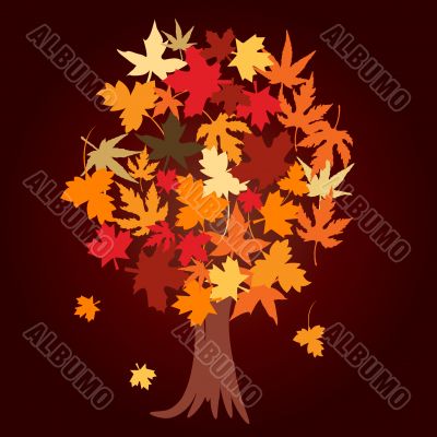 Abstract tree with autumn leaves