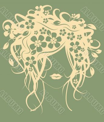 Beautiful girl with flowers in hair