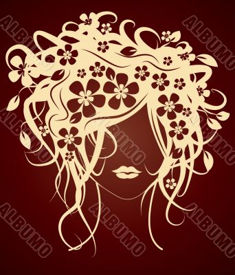 Beautiful girl with flowers in hair