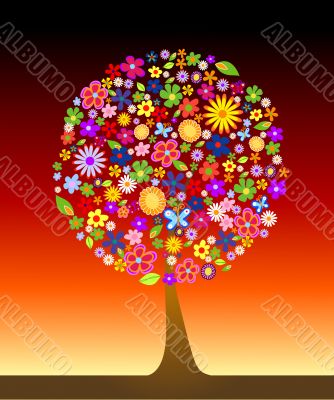 Colorful tree with flowers
