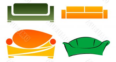 Four different abstract stylized sofa