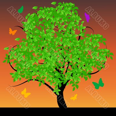Abstract tree with green leafs