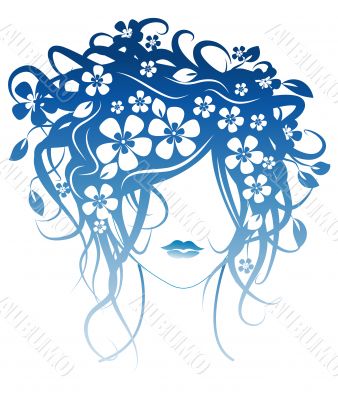 Beautiful girl with flowers in hair