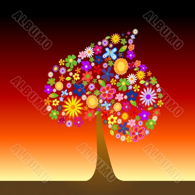 Colorful tree with flowers
