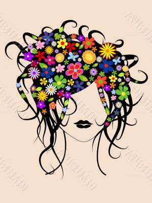 Beautiful girl with flowers in hair