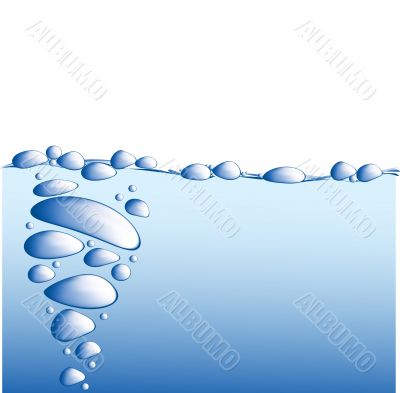 Blue water with bubbles vector illustration