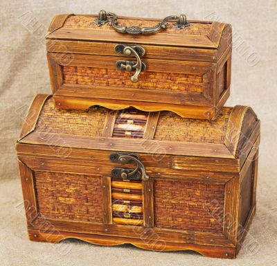 Two wooden ancient chest