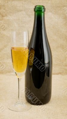 The champagne bottle and glass