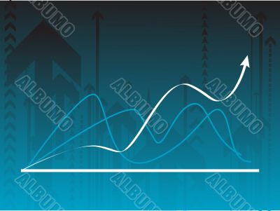 Blue vector background with a graph