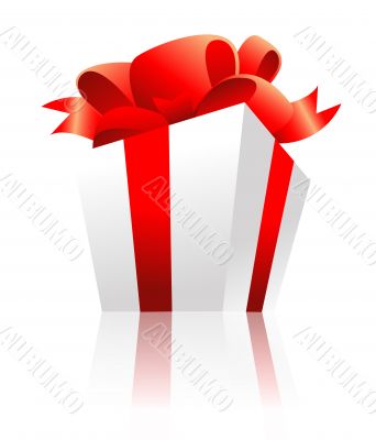 Christmas present box with a bow