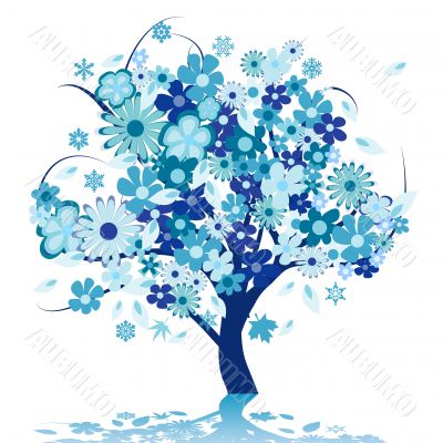Abstract tree with flowers