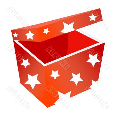 Red gift box with stars