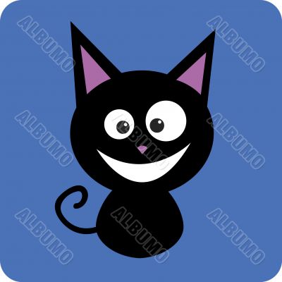 Black cat smiling