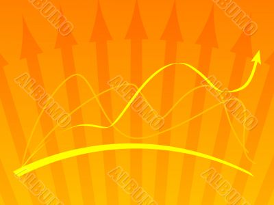 Orange vector background with a graph