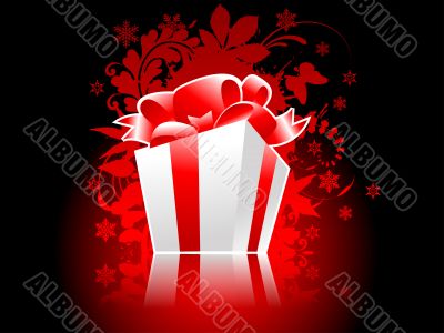 Christmas present box with reflection