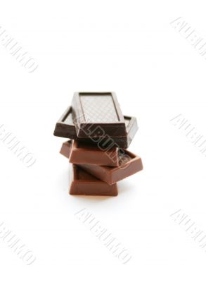 chocolate blocks on the isolated background