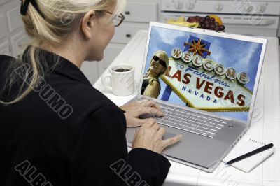 Woman In Kitchen Using Laptop - Las Vegas