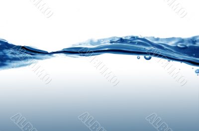 Blue water with bubbles