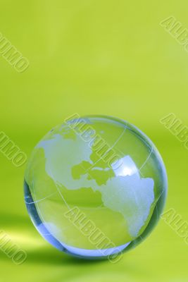 Green glass globe