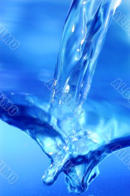 Clean water and water bubbles in blue