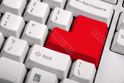 Keyboard  with a big red button