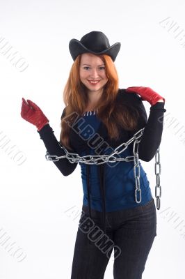 Young girl and red gloves