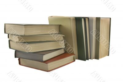 Stack of books isolated on the white background